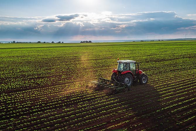Tractor on very large farm