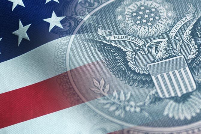 Supporting the Political Process; Close-up of the U.S. flag blended with the Great Seal eagle emblem. The image conveys patriotism and national unity, with stars and stripes in the background.